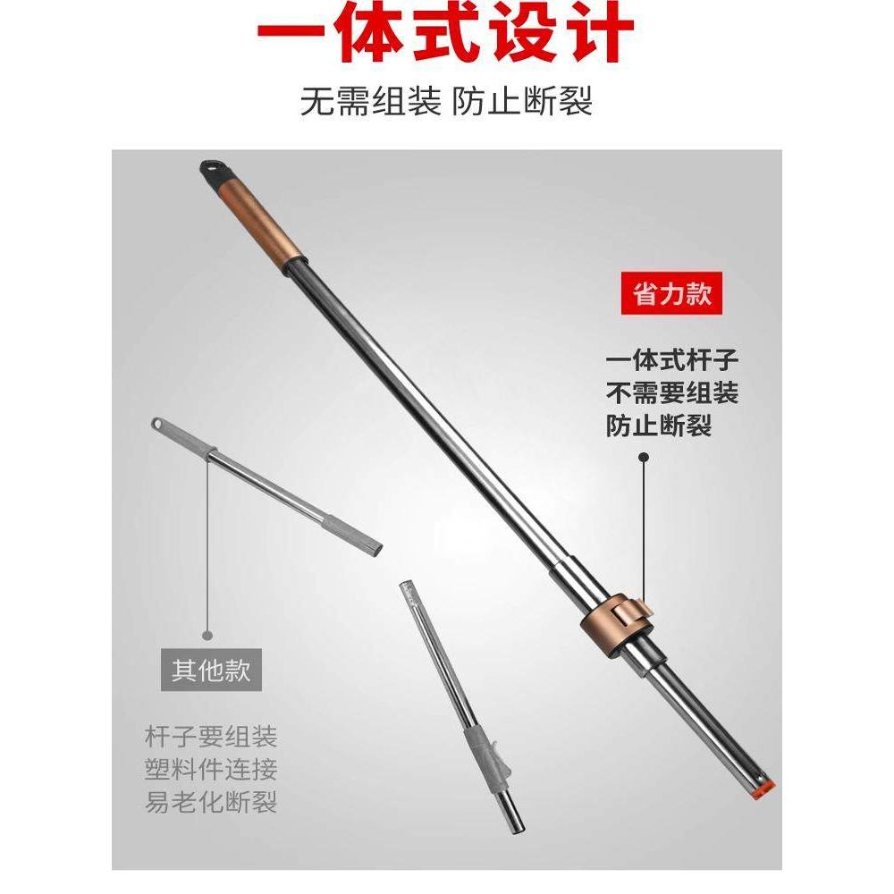 通用拖把杆不锈钢旋转替换加强杆家用新款墩布钢盘一拖净加长配件