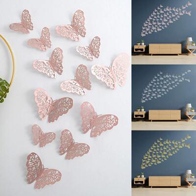 12 Pcs 3D Multicolor Butterflies Wall er Decal Mural Home De