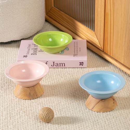 Elevated Pet Feeding Bowl for Cats and Dogs, Ceramic Food an