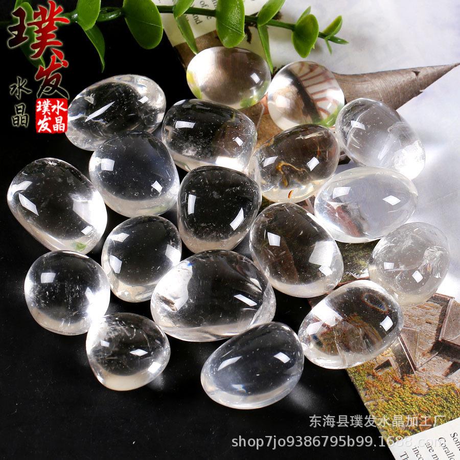 天然白水晶滚石 透体白水晶打磨石大颗粒 鱼缸石景观装饰