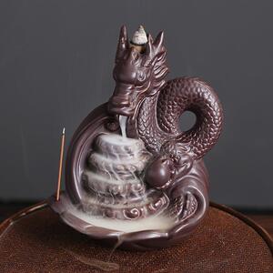 跨境陶瓷大号中国龙倒流香香炉创意祥云祥龙陶瓷倒流香炉家居摆件