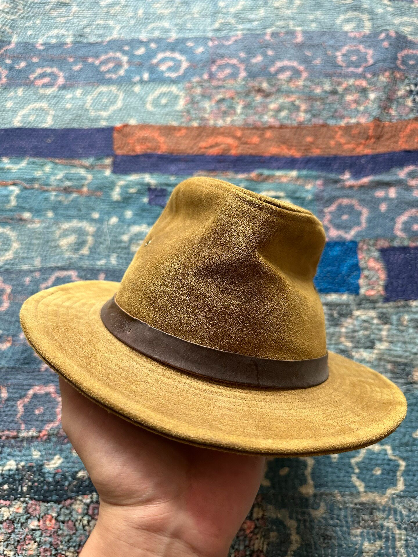 RRL Brown Leather Formal Hat — back