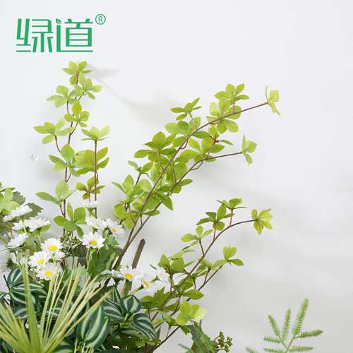 高级仿真花造景组合假绿植装饰庭院室内外软装摆设苔藓洋甘菊紫色