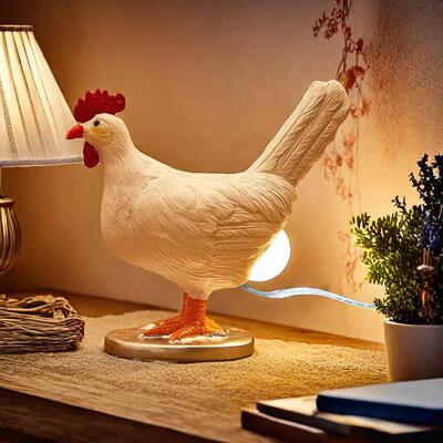 Cute Lifelike Resin Chicken Egg LED Night Light - USB Soft