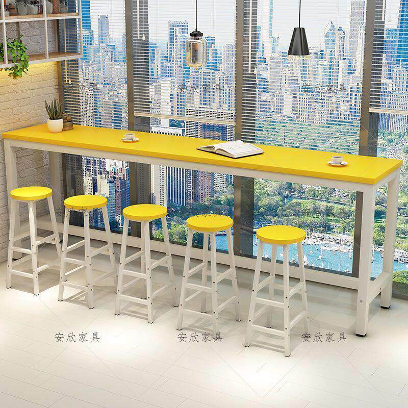 靠墙吧台桌高脚桌简约家用客厅阳台小吧台长条桌奶茶店桌椅组合