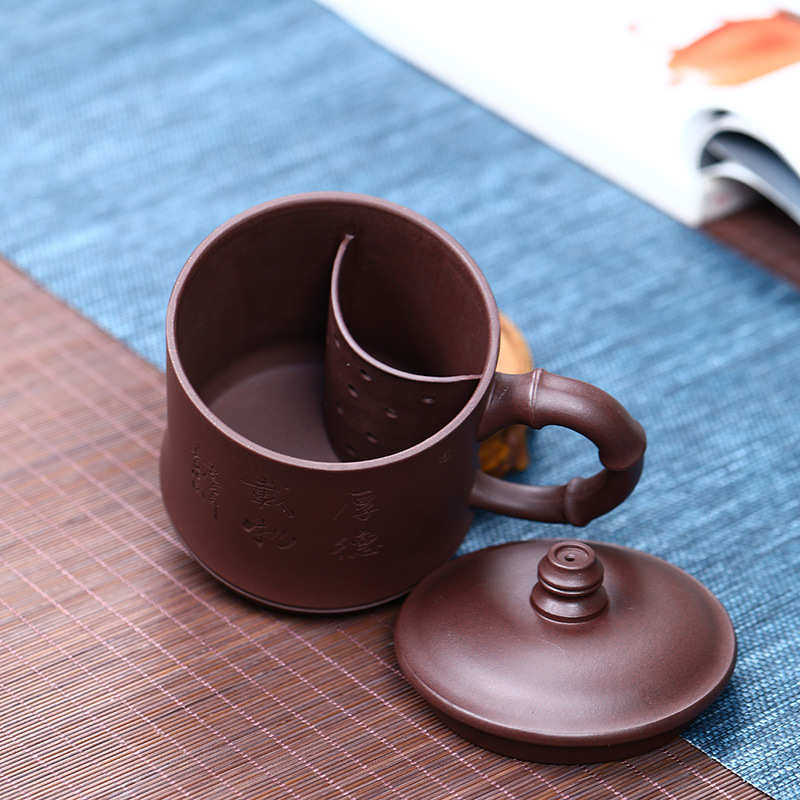 紫砂杯厚德载物隔舱水杯子茶杯礼品批发厂家直销