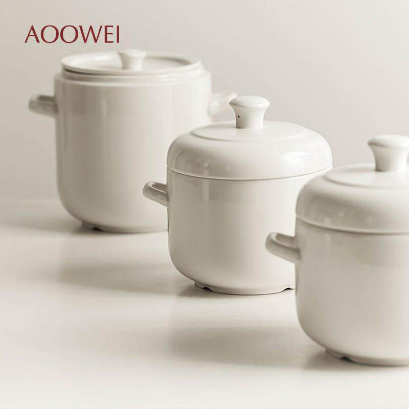 天然陶瓷家用纯双盖炖盅蒸锅内胆隔水炖专用燕窝盅煨汤瓦罐碗炖罐