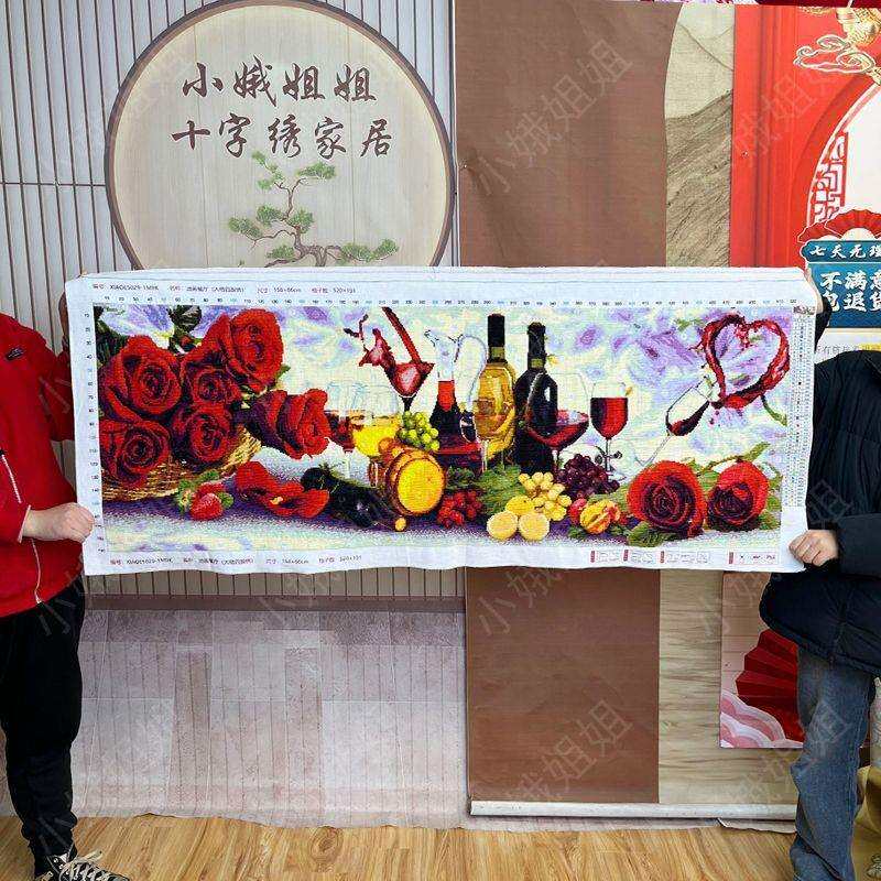 油画餐厅十字绣成品不带框纯手工出售已绣好2024新款客厅水果花卉