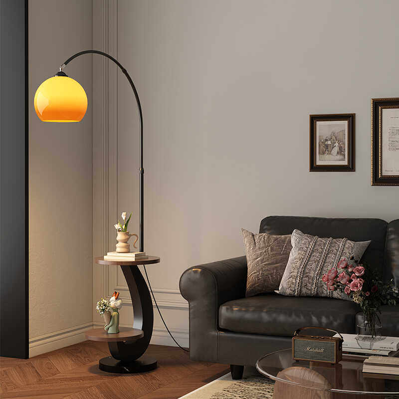 客厅落地灯高级感轻奢创意沙发边茶几置物架一体书房卧室钓鱼灯