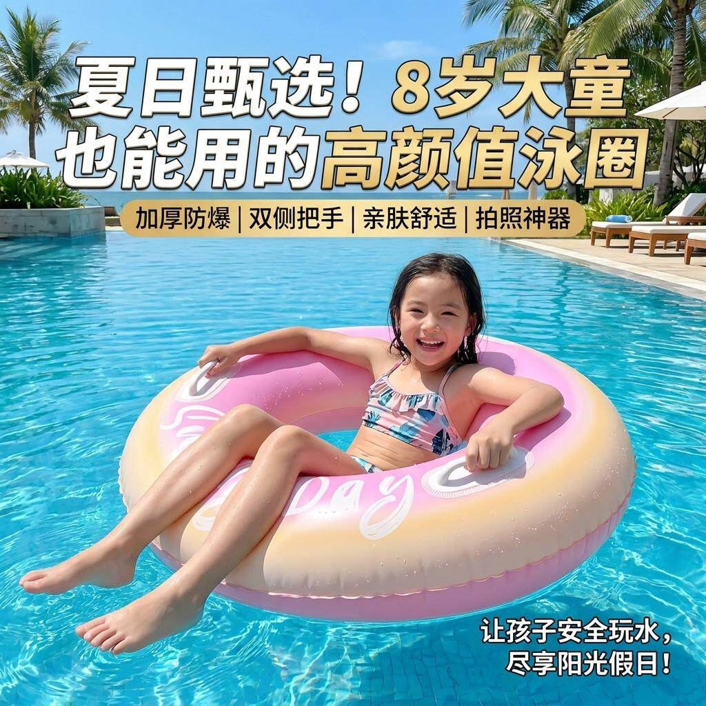儿童游泳圈8到12岁水上充气救生圈加大安全腋下泳圈成人加厚浮垫