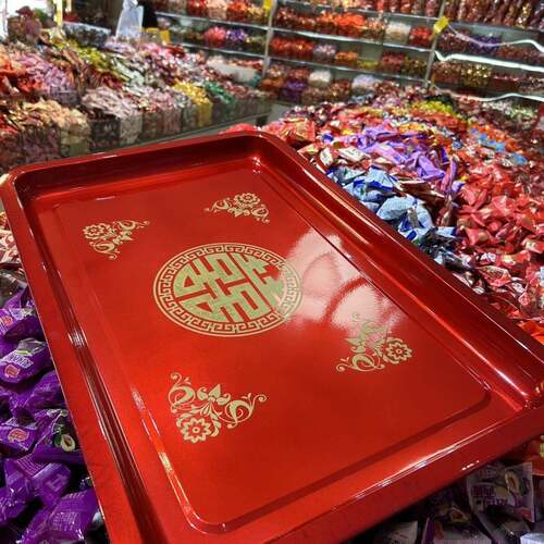 6-12个结婚加厚托盘婚庆用品结婚过礼红色喜庆盘子托盘长方形茶盘