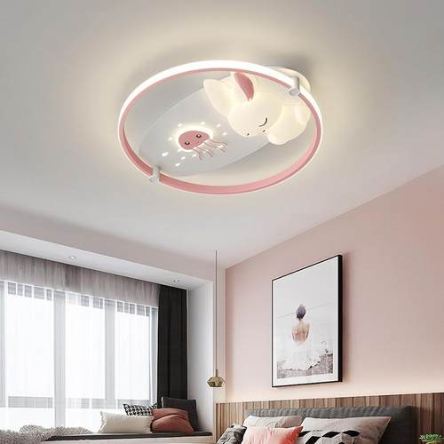 儿童房全光谱卧室灯男孩女孩创意卡通兔子吸顶灯简约现代房间灯具
