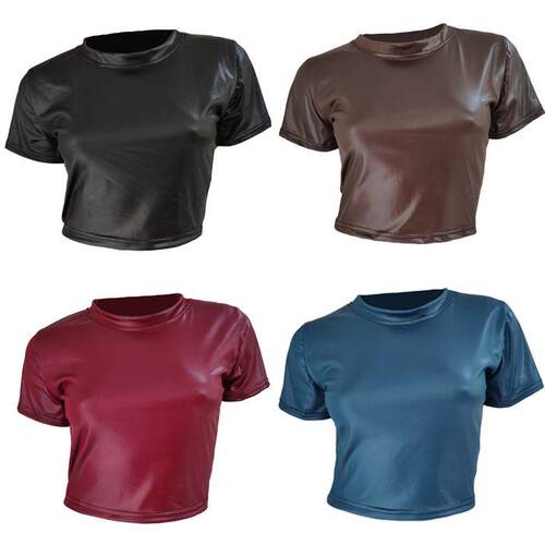 Umbilical short top in imitation shirt color
