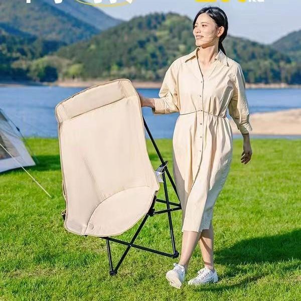 月亮椅户外折叠椅露营椅子便携式钓鱼凳躺椅高背沙滩椅休闲椅