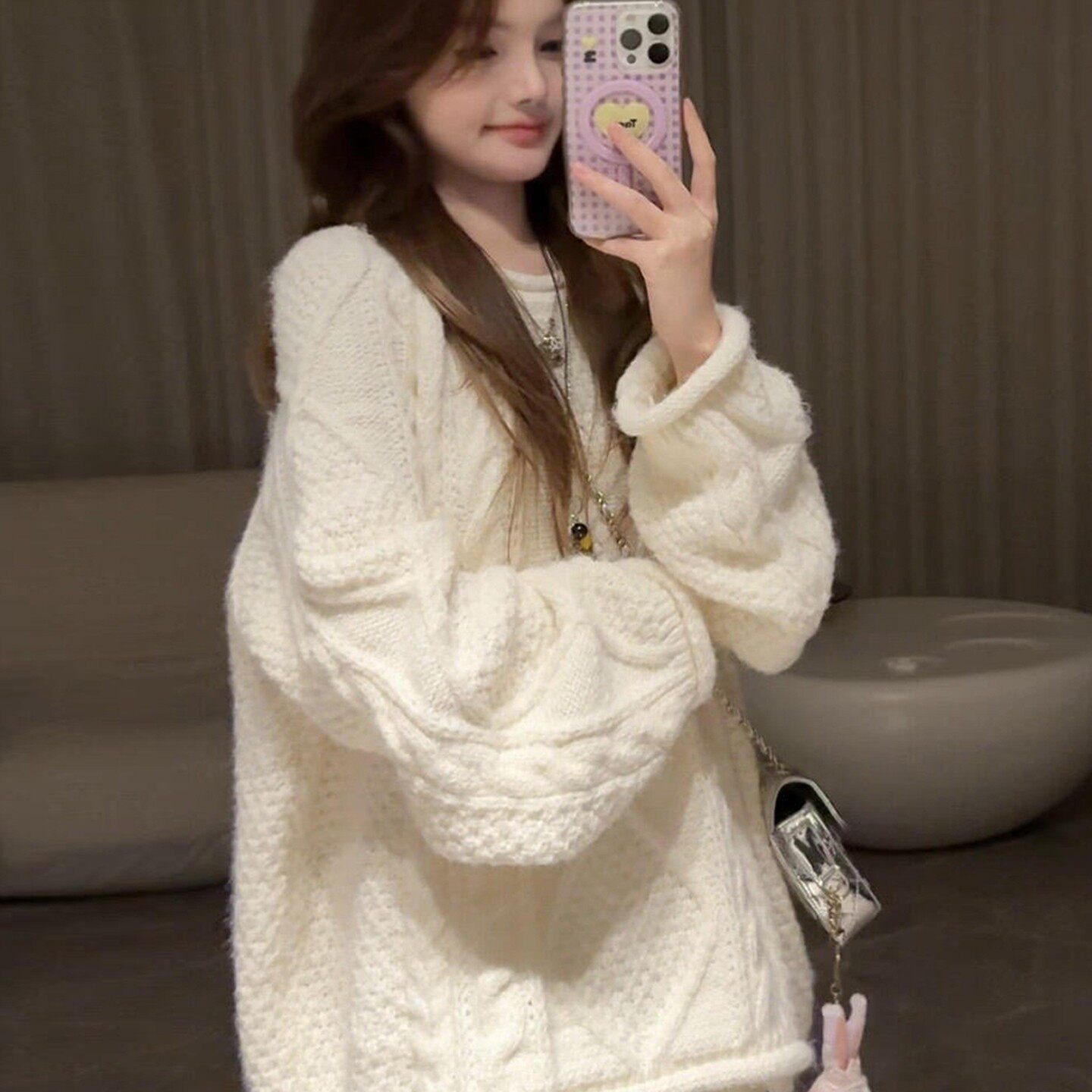 法式Rixo Kelly白色麻花针织毛衣女秋冬新款宽松阔腿休闲裤两件套