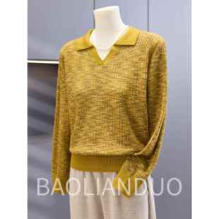 妈妈春秋装长袖T恤中年女装洋气翻领上衣中老年气质条纹打底小衫