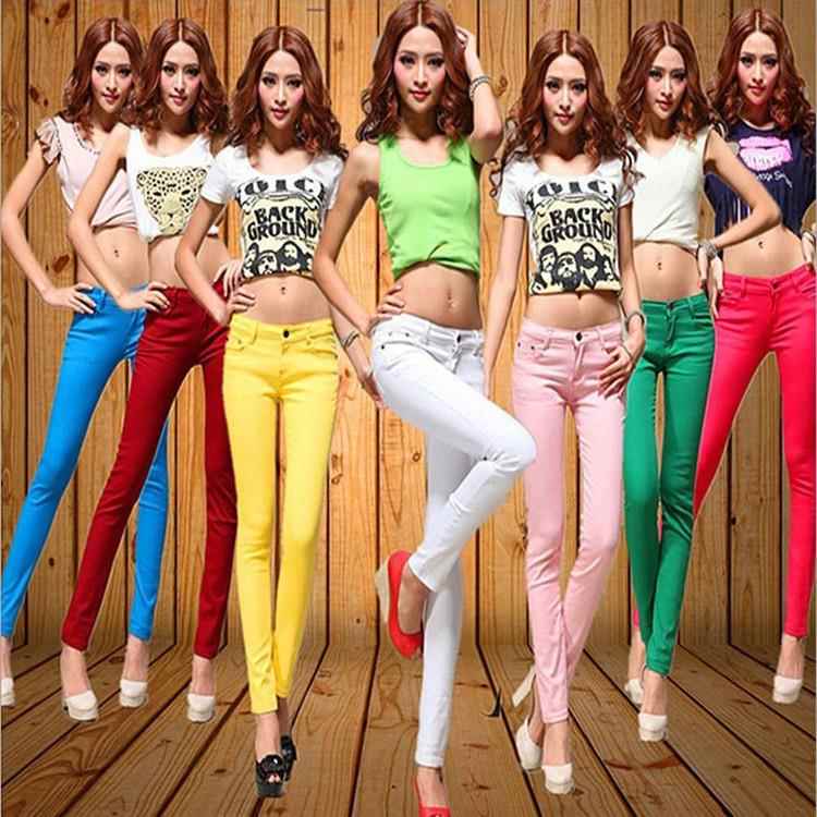 Pencil Fit Slim Elastic Long Pants Skinny Womens Jeans