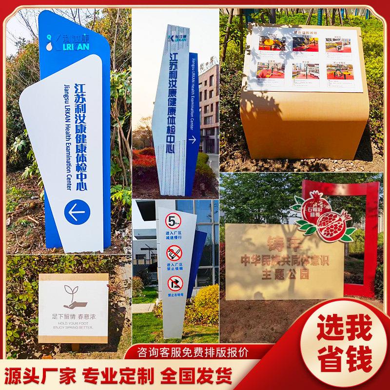 不锈钢立式导向牌精神堡垒公园指示牌商场导示牌景区花草牌宣传栏