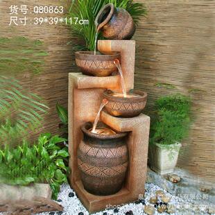 欧式NRI假山喷泉流水摆件鱼客厅阳台酒缸别墅办公室茶落地生财吧