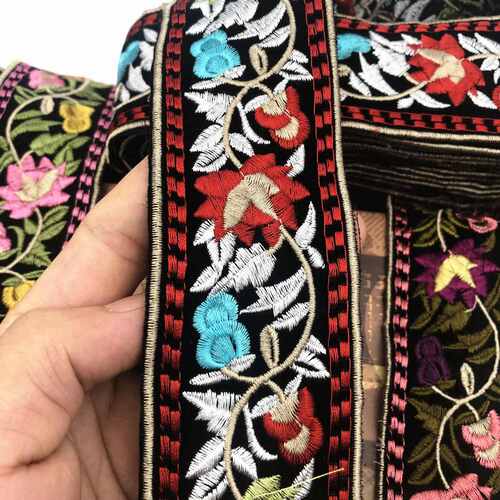 厂家批发 复古民族风六色刺绣花边 服装辅料箱包绣花条码织带