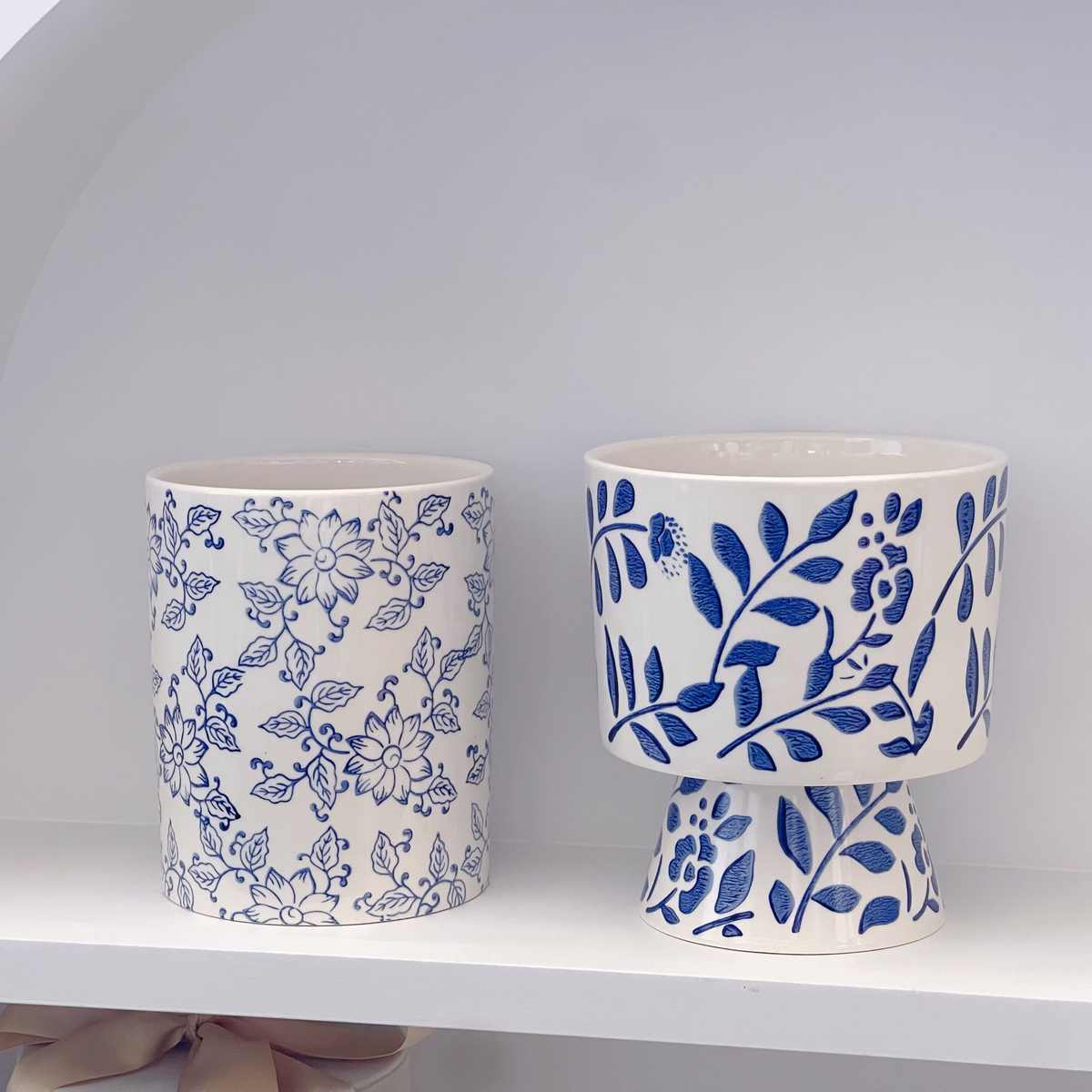 青花瓷纹蝴蝶兰陶瓷花盆中国风室内复古装饰瓷器绿植花卉通用娜幽