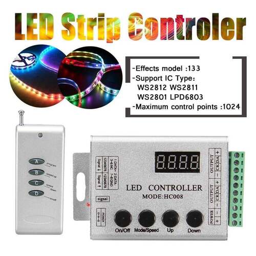 HC008 1903铝壳控制器 LED全彩2811灯条 SPI幻彩同步 厂家直销