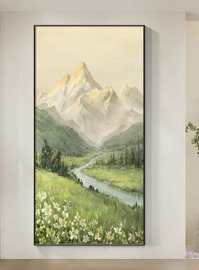 日照金山入户玄关装饰画山水风景油画客厅壁画走廊过道高级感挂画