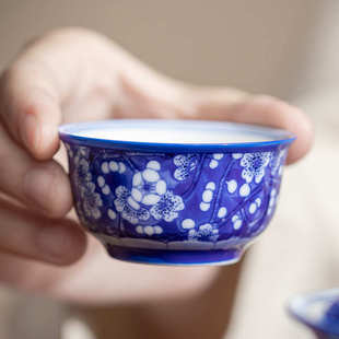 景德印象青花冰梅品茗杯单杯子陶瓷家用喝茶杯仿古主人杯功夫茶具