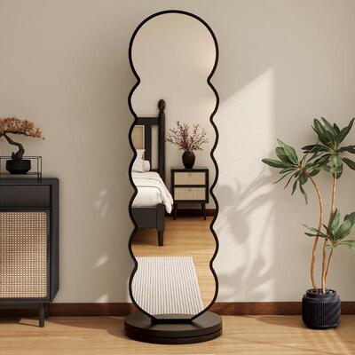 旋转穿衣镜身落RTS全地可镜家用木卧质室带挂衣架收纳一体网红试