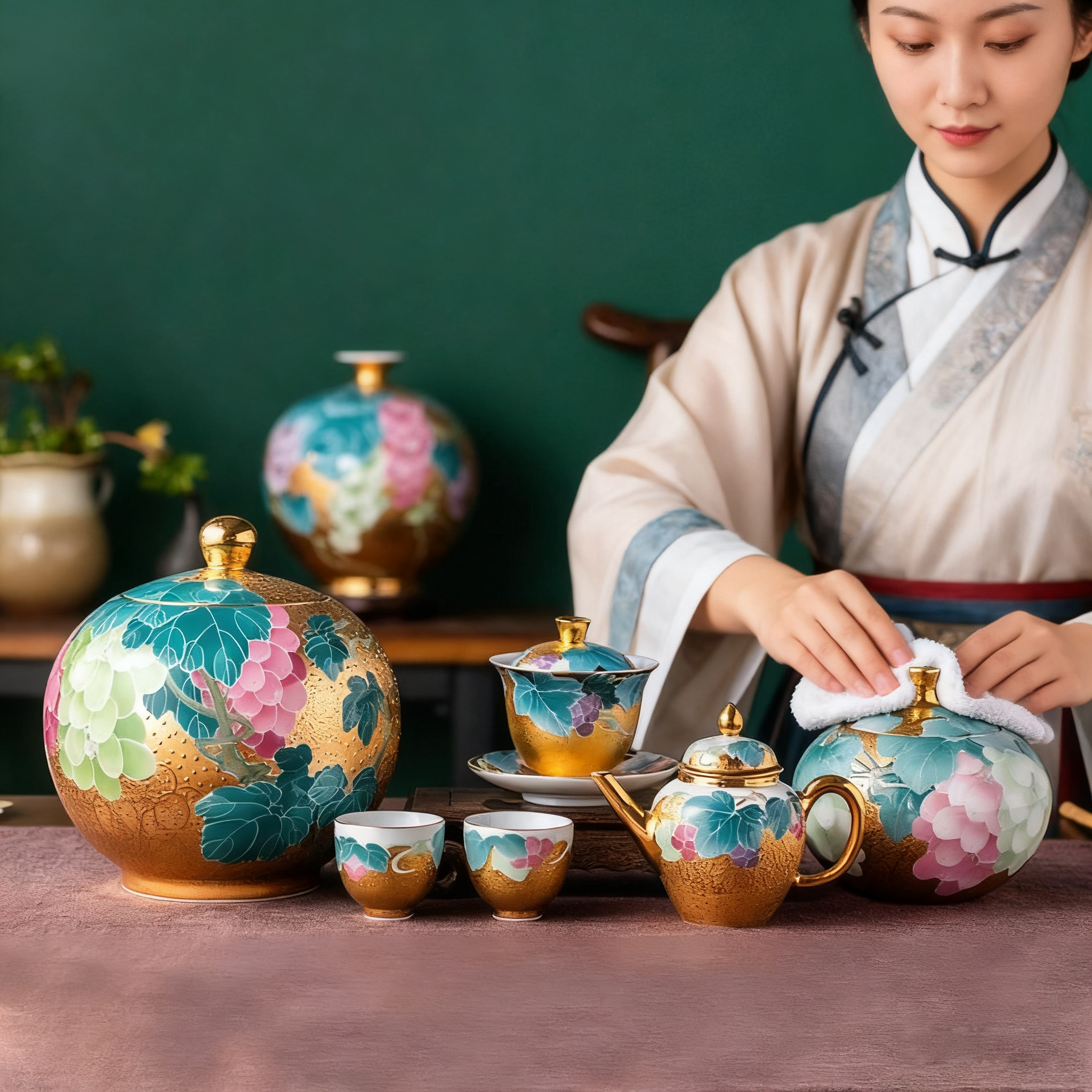 999真金茶器大配套肖建辉大师手工健康茶具茶壶杯茶叶罐花瓶送礼,餐饮具,整套茶具,淘宝优惠券,粉丝福利购,淘宝优惠卷