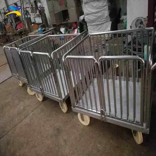定制不锈钢可移动仓储筐手推车金属框架储物推车支持来图定制