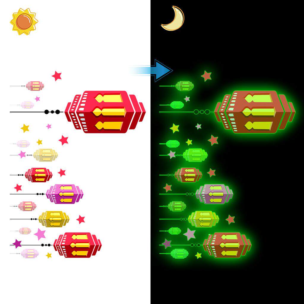 新款直销发光彩色灯笼夜光绿贴纸 AFG系列跨境月亮星星客厅卧室装