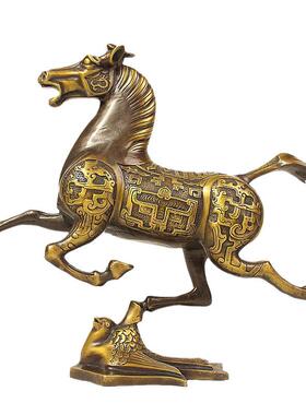 黄铜马踏飞燕摆件古仿铜马品家居办公KNM奔室工艺装饰店铺开业礼