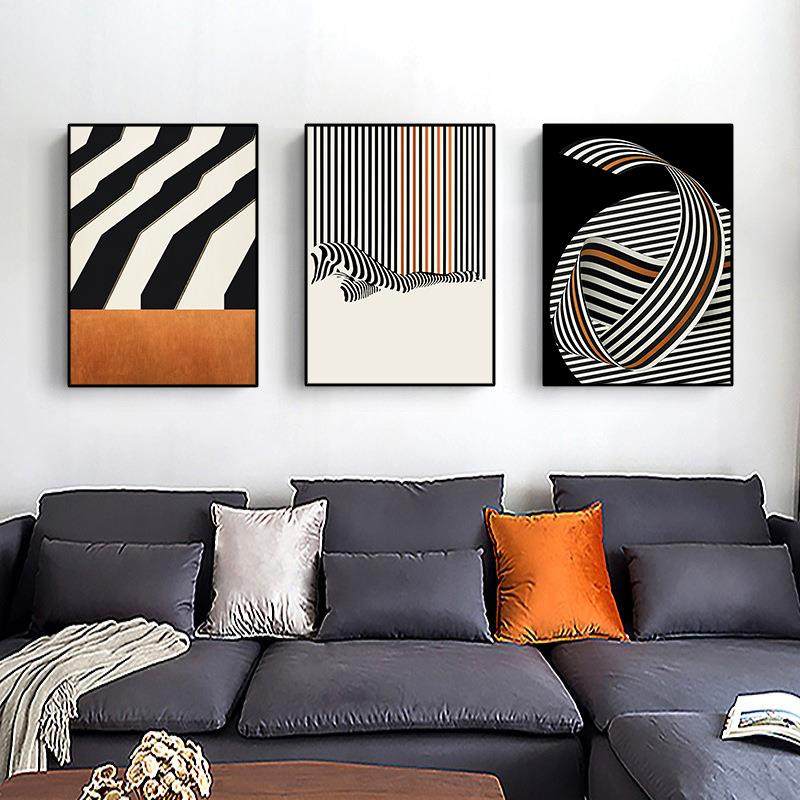 现代简约客厅装饰画黑白灰抽象线条极简风格挂画橙色餐厅晶瓷壁画,家居饰品,现代装饰画,淘宝优惠券,粉丝福利购,淘宝优惠卷