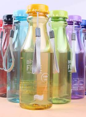 糖果色摔不破汽水瓶 塑料透明密封水杯 便携运动水壶随手杯550ml