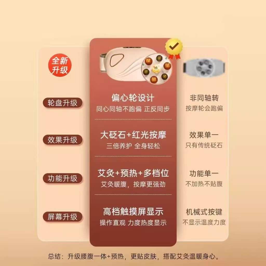 拾枫自动砭石揉腹仪按摩仪艾灸热敷腹部按摩器SF-R18便携式