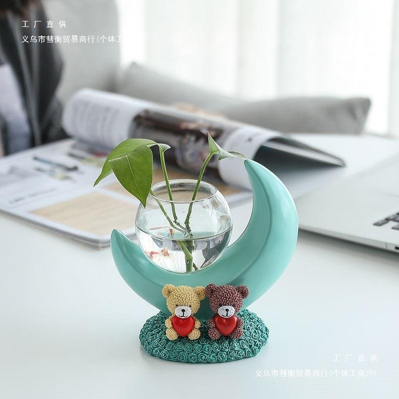 装饰品绿萝水培花器客厅插花小摆件透明创意玻璃器皿水养植物花瓶