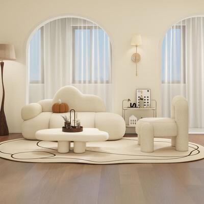 厅风yd202442布云艺沙发小户型朵沙发奶油休息区接待服装店双客人