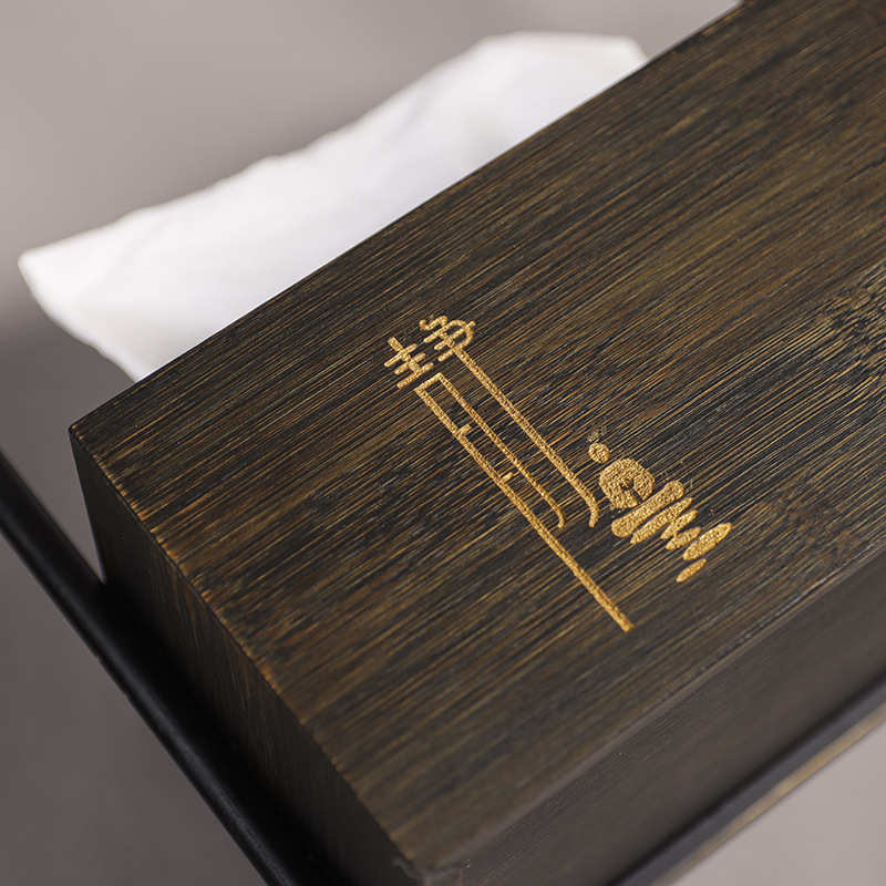 复古竹制纸巾盒客厅家用抽纸盒餐厅用餐纸盒创意禅意提手款底抽盒