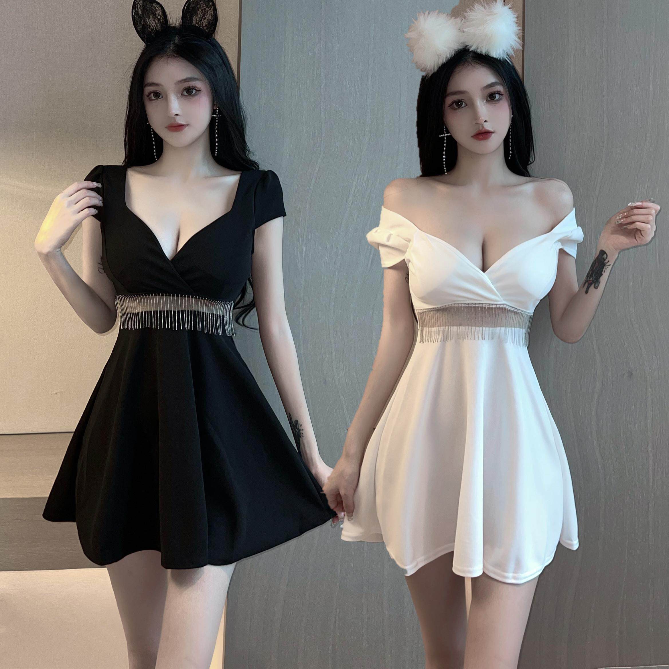 夜场性感流苏连衣裙修身足浴技师工作服气质按摩桑拿公主女装
