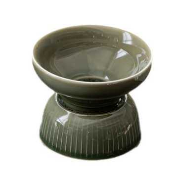 越窑青瓷茶漏茶滤组合家用手工陶瓷茶叶过滤网带底托功夫茶具配件