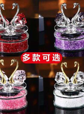 【情侣水晶天鹅】汽车香水座车载车用摆件饰用品创意车内饰品女