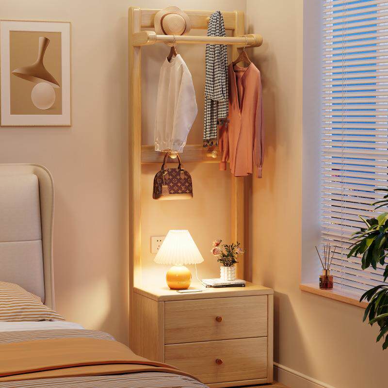 实木屉衣帽架抽家用落3002小型衣服地挂衣架卧室衣橱带床头户柜的