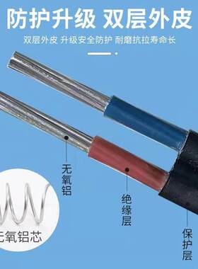 国标铝线 线防老化双股电缆线 线家用6/10/16/25平方户外进入户铝