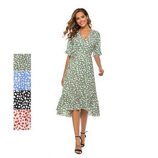 with ruffled dress skirt swing printed large Beach edges