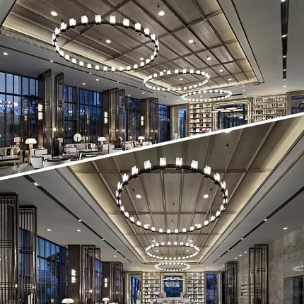 制作酒店宴会厅工程艺术灯具酒吧KTV圆环灯售楼部沙盘圈圈吊灯