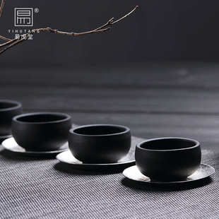 易虎堂火山石养生茶杯子台湾复古陶瓷主人杯粗陶杯品茗杯手工单杯