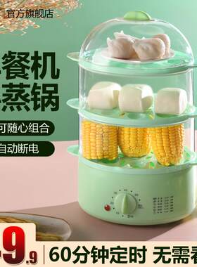 小型多功能家用定时电蒸锅迷你蒸汽锅定时多层双层三层插电