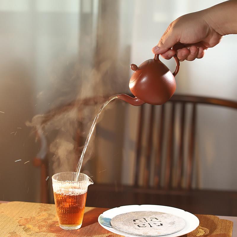宜兴紫砂壶原矿朱泥全手工美人肩200ml光素中式功夫茶壶茶具礼品