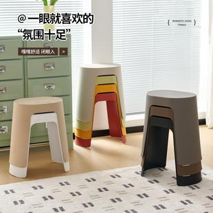 圆角长凳加厚塑料凳子家用可叠放耐用换鞋凳简约商用餐饮店等位凳
